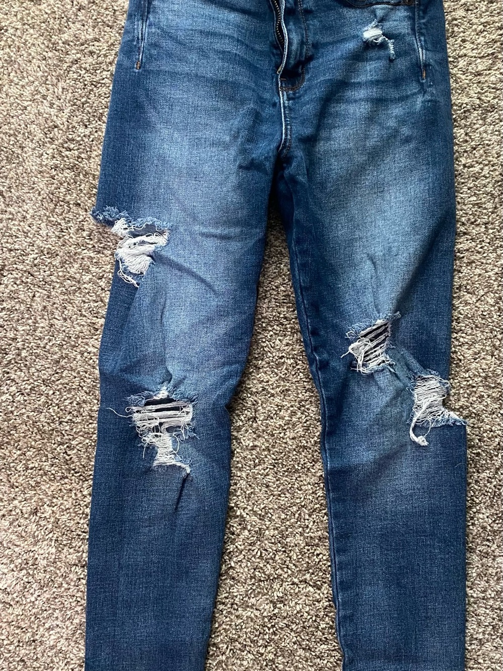 Women's American Eagle Distressed Skinny Jeans - Dark Blue
